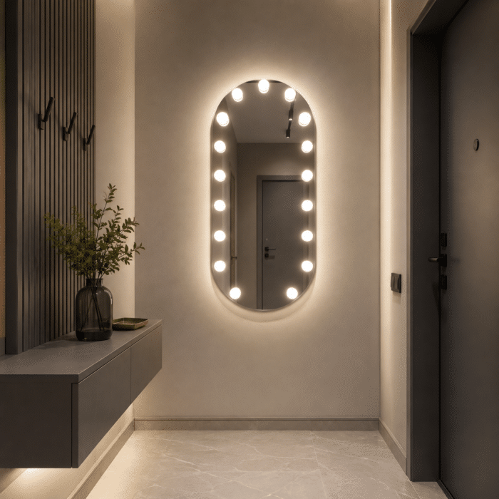 Oglindă cu LED Integrat 60×100 cm, Decorativă pentru Make-up, 3 Tipuri de Lumină, Calda, Rece, Neutra, cu Touch - imagine 3