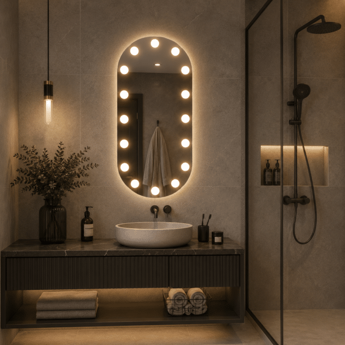 Oglindă cu LED Integrat 60×100 cm, Decorativă pentru Make-up, 3 Tipuri de Lumină, Calda, Rece, Neutra, cu Touch - imagine 2
