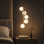 Pendul Clasic KALI Auriu și Negru cu 5 Abajururi Albe, 5×G9, Ø31 cm, H100 cm, Design Elegant - imagine 2