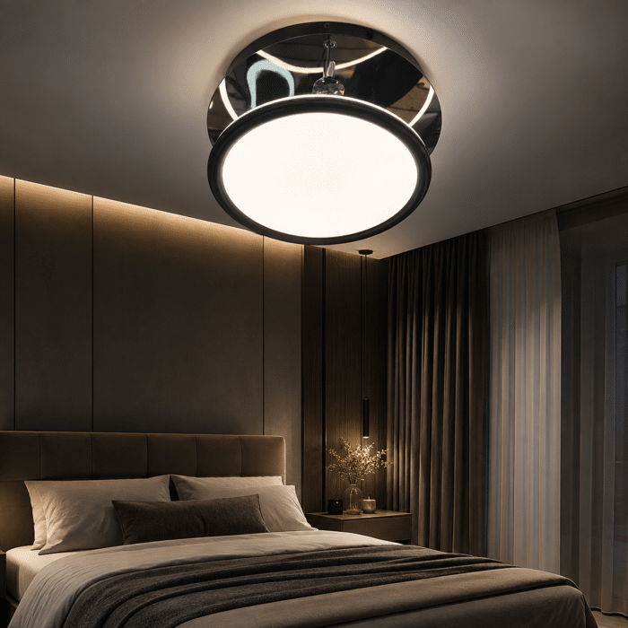 Pendul Rotund SMART LED Suspendat 100W Negru, Ø48 cm, Înălțime Reglabilă Electric din Telecomandă până la 2m, 3 Culori de Lumină - imagine 2