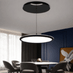 Pendul Rotund SMART LED Suspendat 100W Negru, Ø48 cm, Înălțime Reglabilă Electric din Telecomandă până la 2m, 3 Culori de Lumină - imagine 5
