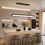 Pendul SMART LED Suspendat 200W Negru, 128 cm, Înălțime Reglabilă Electric din Telecomandă până la 2m, 3 Culori, Dimabil - imagine 3