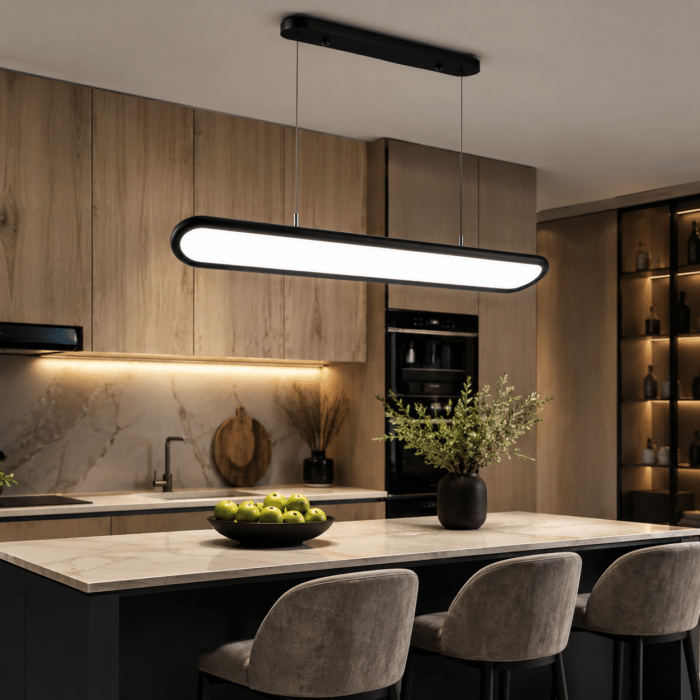 Pendul SMART LED Suspendat 200W Negru, 128 cm, Înălțime Reglabilă Electric din Telecomandă până la 2m, 3 Culori, Dimabil - imagine 5