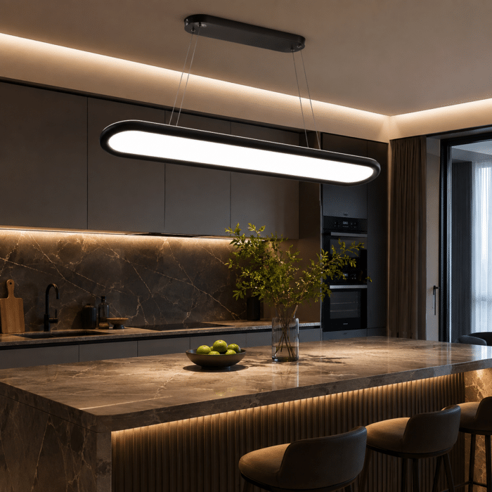Pendul SMART LED Suspendat 200W Negru, 128 cm, Înălțime Reglabilă Electric din Telecomandă până la 2m, 3 Culori, Dimabil - imagine 6
