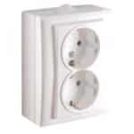 Priză Dublă Ceramică cu Contact de Protecție E 45488, RE1774, 16A, Montaj Aparent, Alb - imagine 2