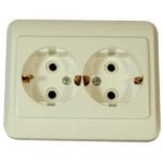 Priză Dublă Ceramică cu Contact de Protecție Stand 45815, RE1764, Montaj Încastrat - imagine 2