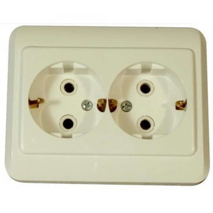 Priză Dublă Ceramică cu Contact de Protecție Stand 45815, RE1764, Montaj Încastrat - imagine 2