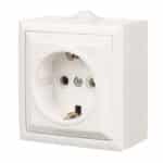 Priză Simplă Ceramică cu Contact de Protecție E 45471, RE1771, 16A, 220V, IP20, Montaj Aparent, Alb - imagine 2