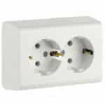 Priză Dublă ELCO cu Contact de Protecție, Ceramică, 16A, 250V, IP20, Montaj Aparent - imagine 2