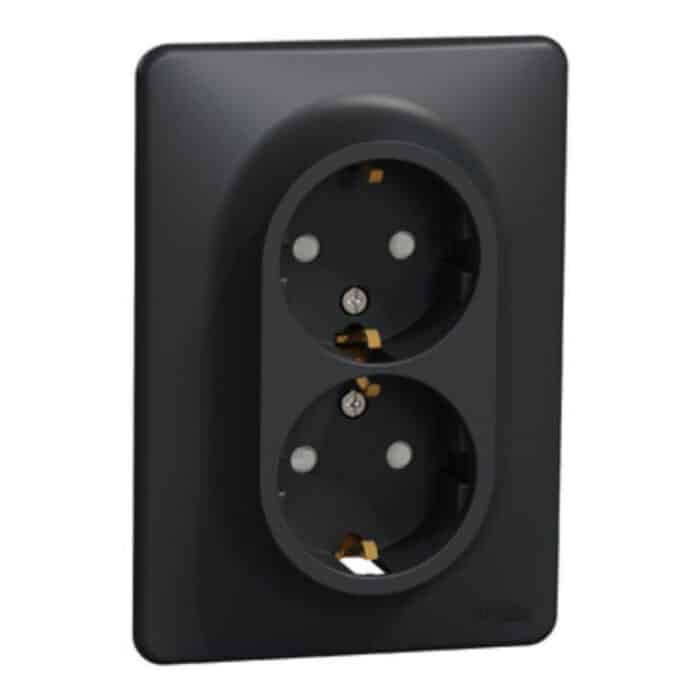 Priză Dublă cu Împământare Schneider Sedna Design SDD314221, 16A, Gri Antracit - imagine 2
