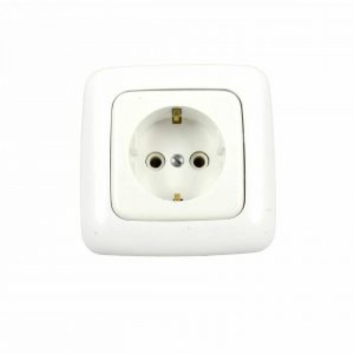 Priză Simplă ELCO cu Contact de Protecție, Ceramică, 16A, 250V, IP20, Montaj Îngropat - imagine 2