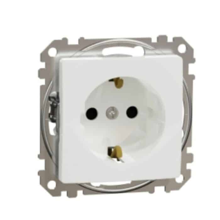 Priză Simplă cu Împământare Schneider Sedna Design SDD111021, 16A, Alb - imagine 2