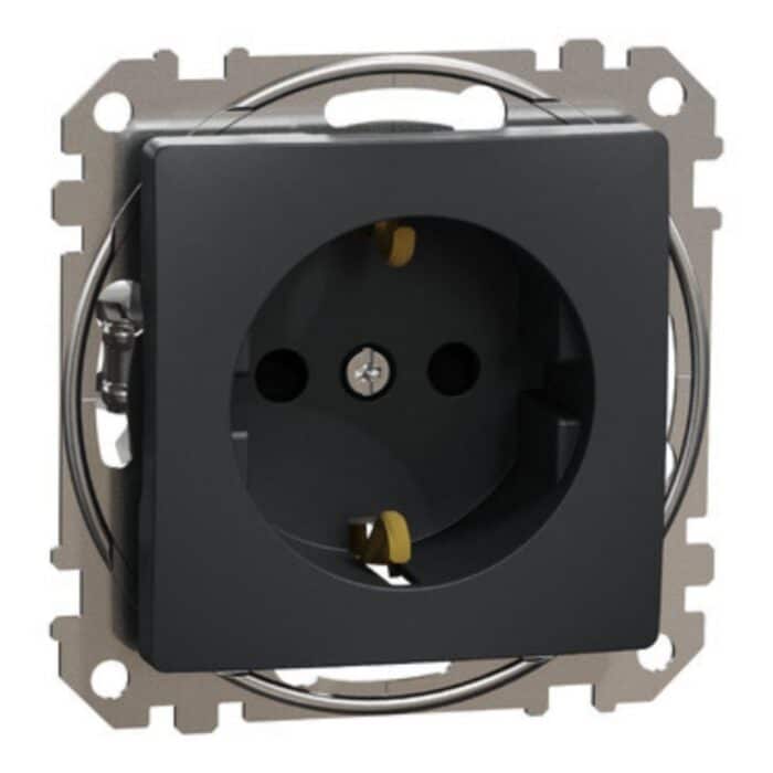 Priză Simplă cu Împământare Schneider Sedna Design SDD114021, 16A, Gri Antracit - imagine 2