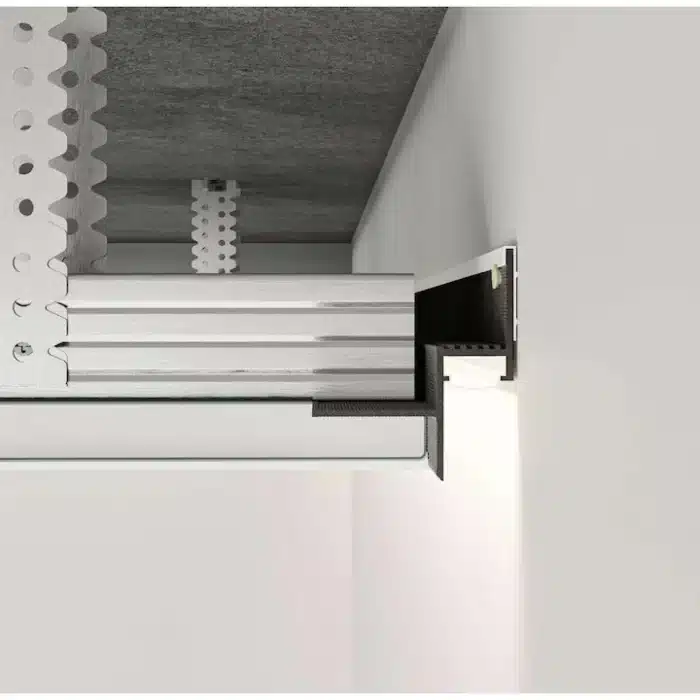 Profil LED Scafă Shadow Gap 2m, Negru, Aluminiu, pentru Tavan și Perete, Canal 16 mm, Dispersor Inclus - imagine 3
