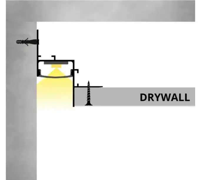 Profil LED Scafă Shadow Gap 2m, Negru, Aluminiu, pentru Tavan și Perete, Canal 16 mm, Dispersor Inclus - imagine 4