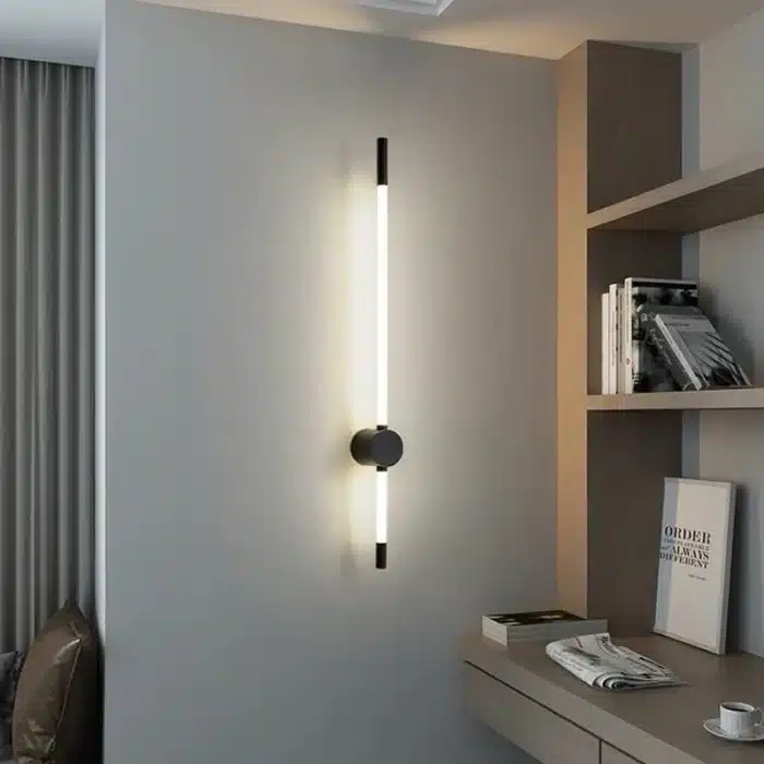 Aplică LED de Perete LINIUS 10W, Negru, 80 cm, 3 Tipuri de Lumină – Caldă, Neutră și Rece, Metal + Acril - imagine 2