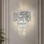 Aplică cu Cristale 2×E14, Argintiu, Metal și Cristal, Crom, Argintiu - imagine 2