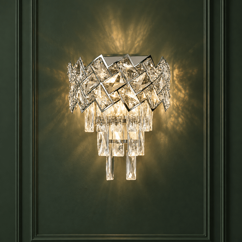 Aplică cu Cristale 2×E14, Argintiu, 23×30 cm, Metal și Cristal Aplică cu Cristale 2×E14, Argintiu, Metal și Cristal, Crom, Argintiu - imagine 1