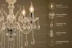 Candelabru Clasic cu Cristale 8×E14, Ø74 cm, Alb și Argintiu - imagine 4