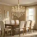 Candelabru Clasic cu Cristale 8×E14, Ø74 cm, Alb și Argintiu - imagine 7