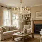 Candelabru Clasic cu Cristale 8×E14, Ø74 cm, Alb și Argintiu - imagine 5
