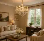 Candelabru Clasic cu Cristale 8×E14, Ø74 cm, Alb și Argintiu - imagine 8
