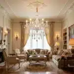 Candelabru Clasic cu Cristale 6×E14, Ø65 cm, Alb și Argintiu, Design Elegant - imagine 2