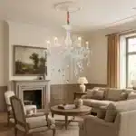 Candelabru Clasic cu Cristale 6×E14, Ø65 cm, Alb și Argintiu, Design Elegant - imagine 8