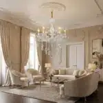 Candelabru Clasic cu Cristale 6×E14, Ø65 cm, Alb și Argintiu, Design Elegant - imagine 6