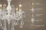Candelabru Clasic cu Cristale 6×E14, Ø65 cm, Alb și Argintiu, Design Elegant - imagine 3