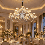 Candelabru LED cu Cristale 36W, Argintiu, Ø60 cm, 9 Surse LED, 3 Tipuri de Lumină, Înălțime Reglabilă 40–80 cm - imagine 3