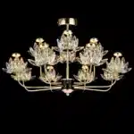 Candelabru LED cu Cristale 36W, Auriu, Ø60 cm, 9 Surse LED, 3 Tipuri de Lumină - imagine 2