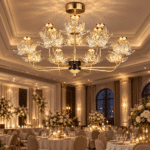 Candelabru LED cu Cristale 36W, Auriu, Ø60 cm, 9 Surse LED, 3 Tipuri de Lumină - imagine 4
