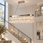Candelabru LED cu Cristale 74W, Crom, Model Barca, 3 Tipuri de Lumină, Dimabil, Telecomandă - imagine 3