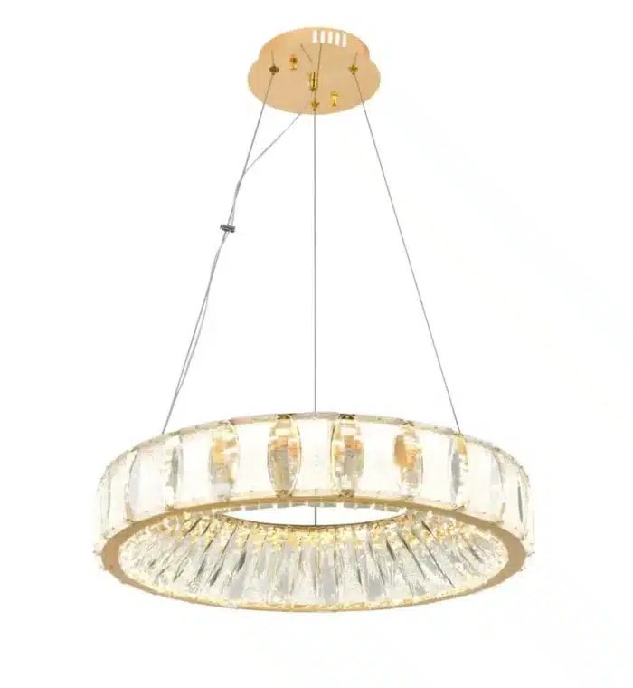 Candelabru LED cu Cristale 98W, Auriu, Ø50 cm, 3 Tipuri de Lumină, Dimabil, Telecomandă, Înălțime Reglabilă 40–70 cm - imagine 4