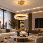 Candelabru LED cu Cristale 98W, Auriu, Ø50 cm, 3 Tipuri de Lumină, Intensitate Reglabilă, Înălțime 40–70 cm - imagine 2