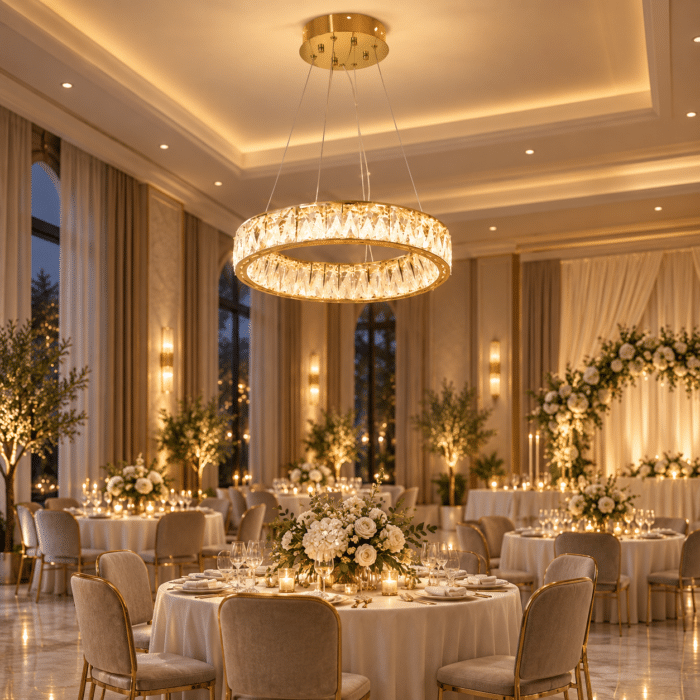 Candelabru LED cu Cristale 98W, Auriu, Ø50 cm, 3 Tipuri de Lumină, Intensitate Reglabilă, Înălțime 40–70 cm - imagine 3