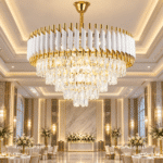 Candelabru cu Cristale 12×E27, Alb/Auriu, Ø75 cm, Înălțime Reglabilă 40–80 cm, Metal și Cristal - imagine 3