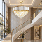 Candelabru cu Cristale 12×E27, Alb/Auriu, Ø75 cm, Înălțime Reglabilă 40–80 cm, Metal și Cristal - imagine 2