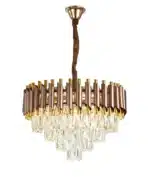 Candelabru cu Cristale 12×E27, Maro/Auriu, Ø75 cm, Înălțime Reglabilă 40–80 cm, Metal și Cristal - imagine 3