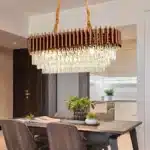 Candelabru cu Cristale 8×E27, Maro/Auriu, 80×30×70 cm, Înălțime Reglabilă 30–70 cm, Metal și Cristal - imagine 4