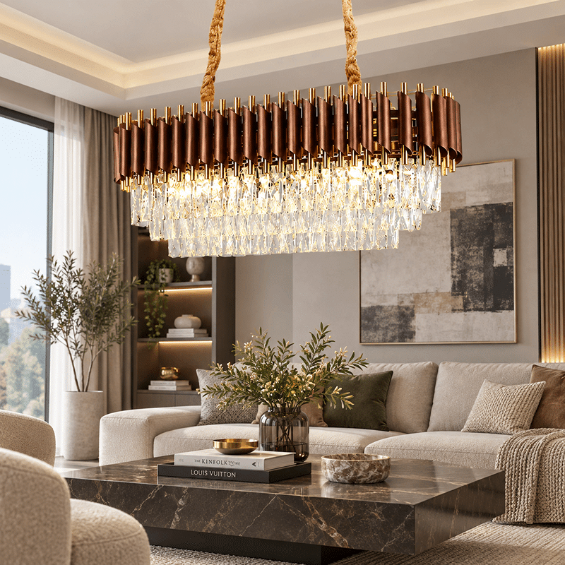 Candelabru cu Cristale 8×E27, MaroAuriu, 80×30×70 cm, Înălțime Reglabilă 30–70 cm, Metal și Cristal Candelabru cu Cristale 8×E27, Maro/Auriu, 80×30×70 cm, Înălțime Reglabilă 30–70 cm, Metal și Cristal - imagine 1