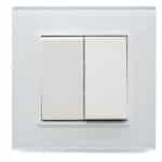 Întrerupător Dublu Alb cu Ramă din Sticlă, 10A, 250V, 86×86 mm, IP20 - imagine 2