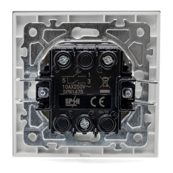 Întrerupător Dublu Alb cu Ramă din Sticlă, 10A, 250V, 86×86 mm, IP20 - imagine 4
