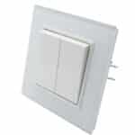 Întrerupător Dublu Alb cu Ramă din Sticlă, 10A, 250V, 86×86 mm, IP20 - imagine 3