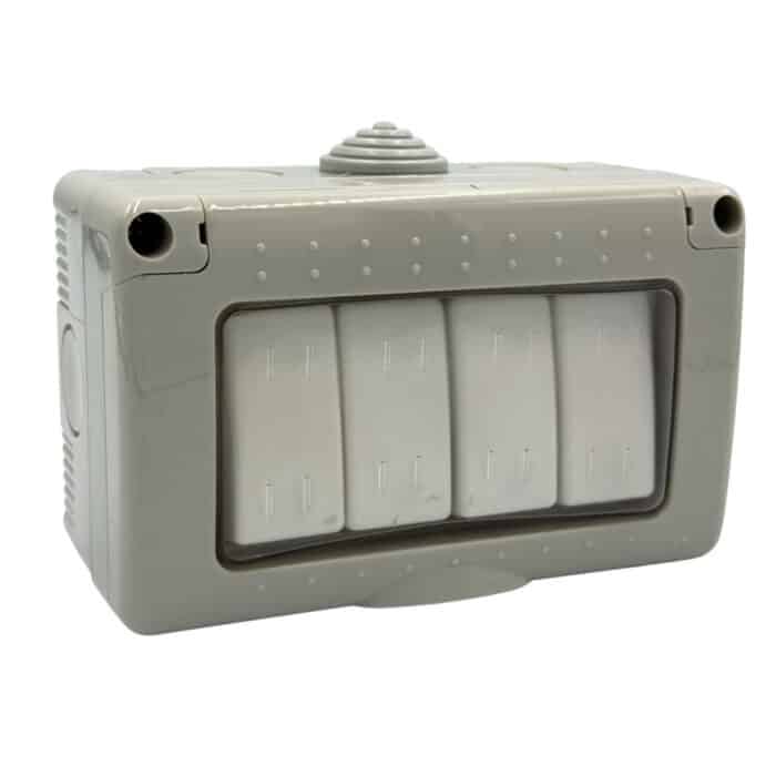 Întrerupător Cvadruplu AG IP55, 10A, 250V, Montaj Aparent, Plastic Ignifug, Tip Antigron - imagine 2