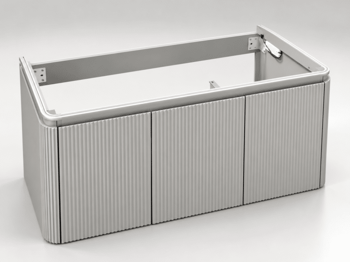 Set Mobilier Baie LED 100 cm cu Lavoar Ceramic și Dulap cu Oglindă LED, Gri Deschis - imagine 9