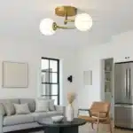 Lustră Clasică VENUS cu 2 Abajururi din Sticlă Albă, Auriu, 2×E27 - imagine 7