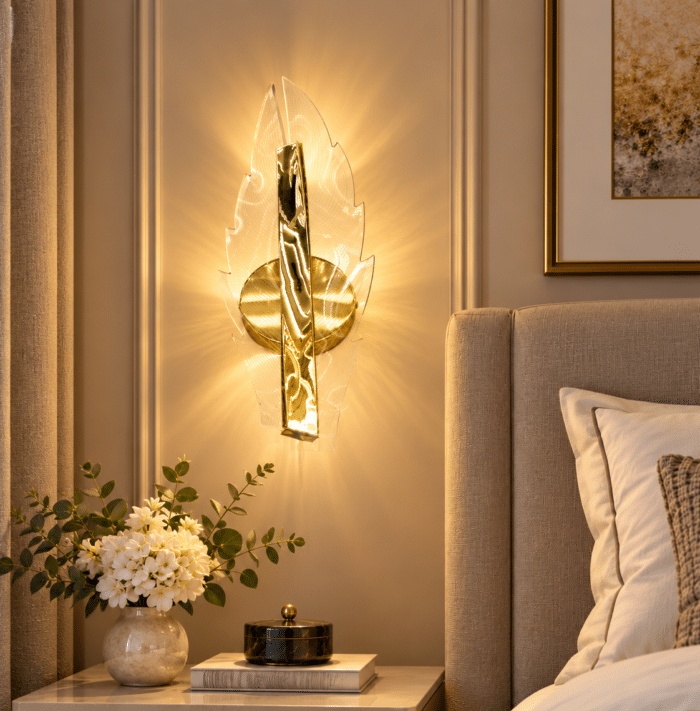 Aplică LED Pană 36 cm, 12W, 3 Tipuri de Lumină, Auriu, Metal și Acril - imagine 6
