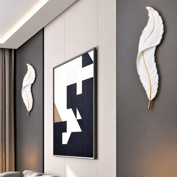 Aplică LED Pană Albă 25W, 63 cm, 3 Tipuri de Lumină, Alb-Auriu - imagine 8